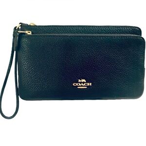 Coach Double Zip Wallet Wristlet Style in Midnight c5610